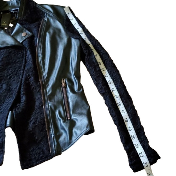 Streetwear Society Black Vegan Leather Lace Zipper Goth Rocker Cropped J… - Picture 14 of 15